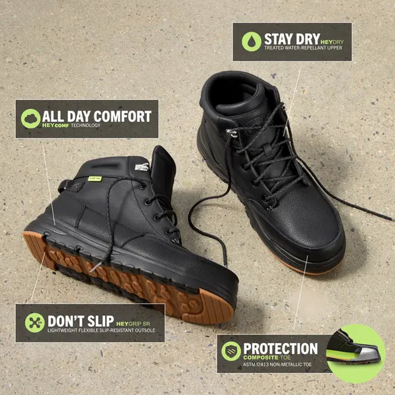 HEYDUDE Bradley Work CT Leather - Men'S Comfortable Slip-On Boots for Work