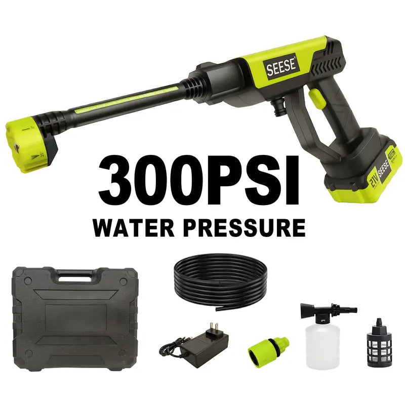 SEESE Cordless Pressure Washer Gun, 1000 PSI Portable Electric Washer for Vehicle, Driveway & Deck - Ergonomic Handle Design with 30Min Runtime & 6-In-1 Nozzle Toolupgrade