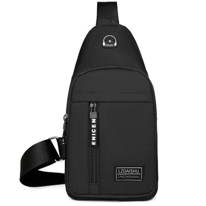 Men's Solid Color Chest Bag - Casual Outdoor Canvas Satchel with Zipper Messenger Design