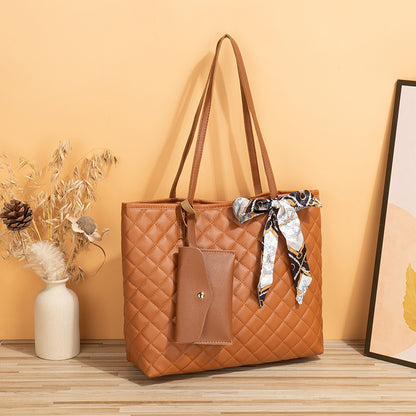 Large Capacity Women's Diamond Plaid Tote Bag