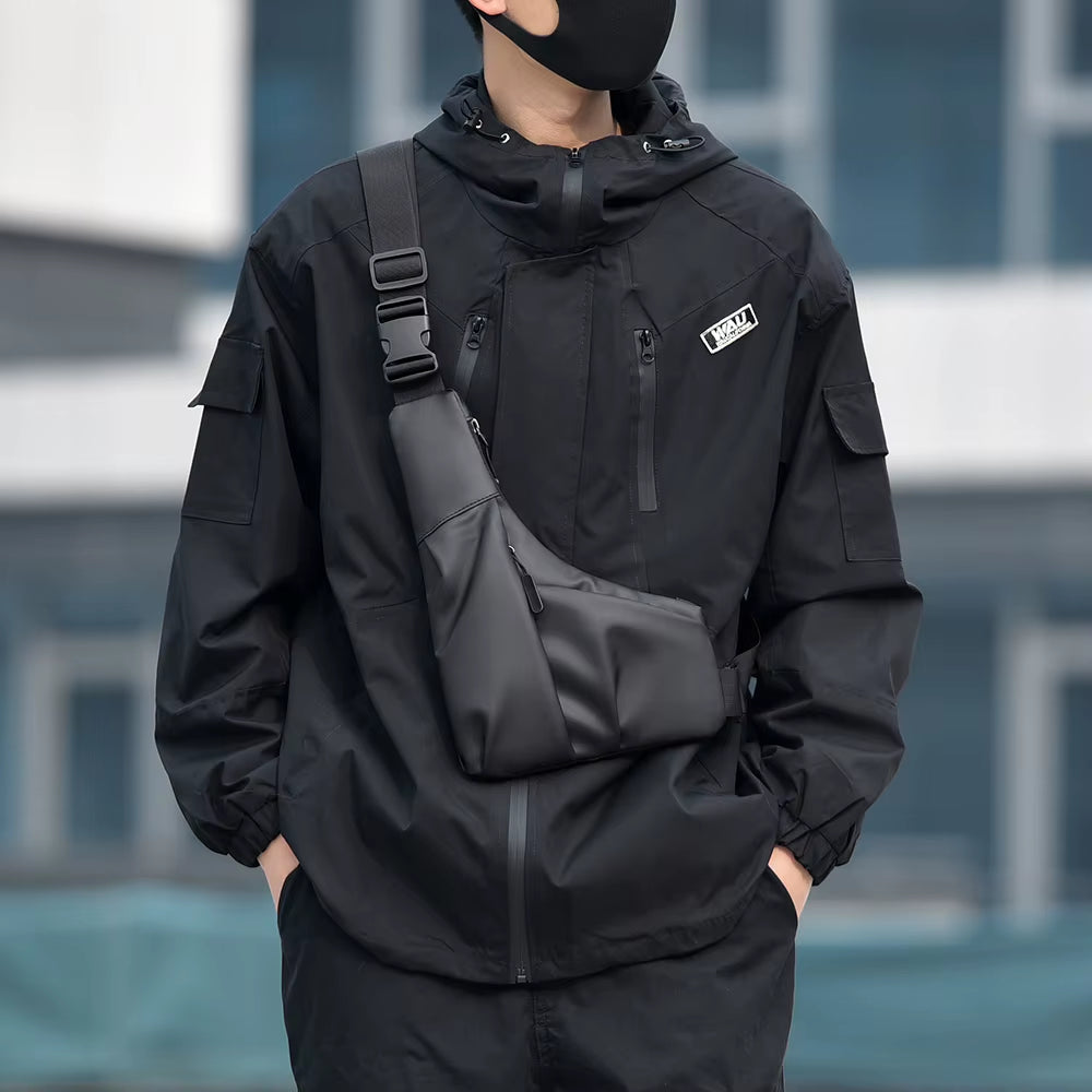 Multifunctional Fashion Trends Men'S Bags High Quality Crossbody Shoulder Bag Solid Color New Messenger Bag Portable Chest Bag