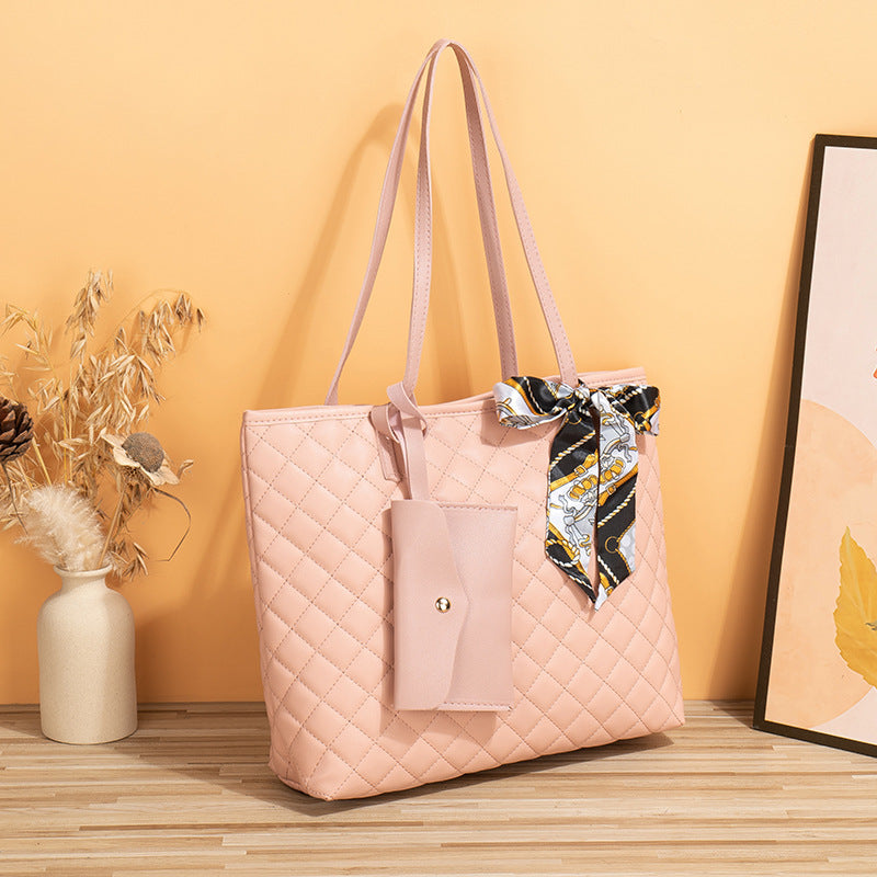 Large Capacity Women's Diamond Plaid Tote Bag