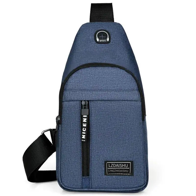Men's Solid Color Chest Bag - Casual Outdoor Canvas Satchel with Zipper Messenger Design