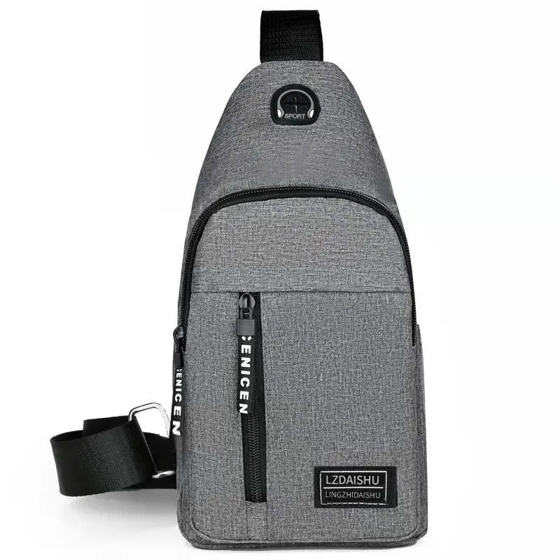 Men's Solid Color Chest Bag - Casual Outdoor Canvas Satchel with Zipper Messenger Design