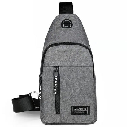 Men's Solid Color Chest Bag - Casual Outdoor Canvas Satchel with Zipper Messenger Design
